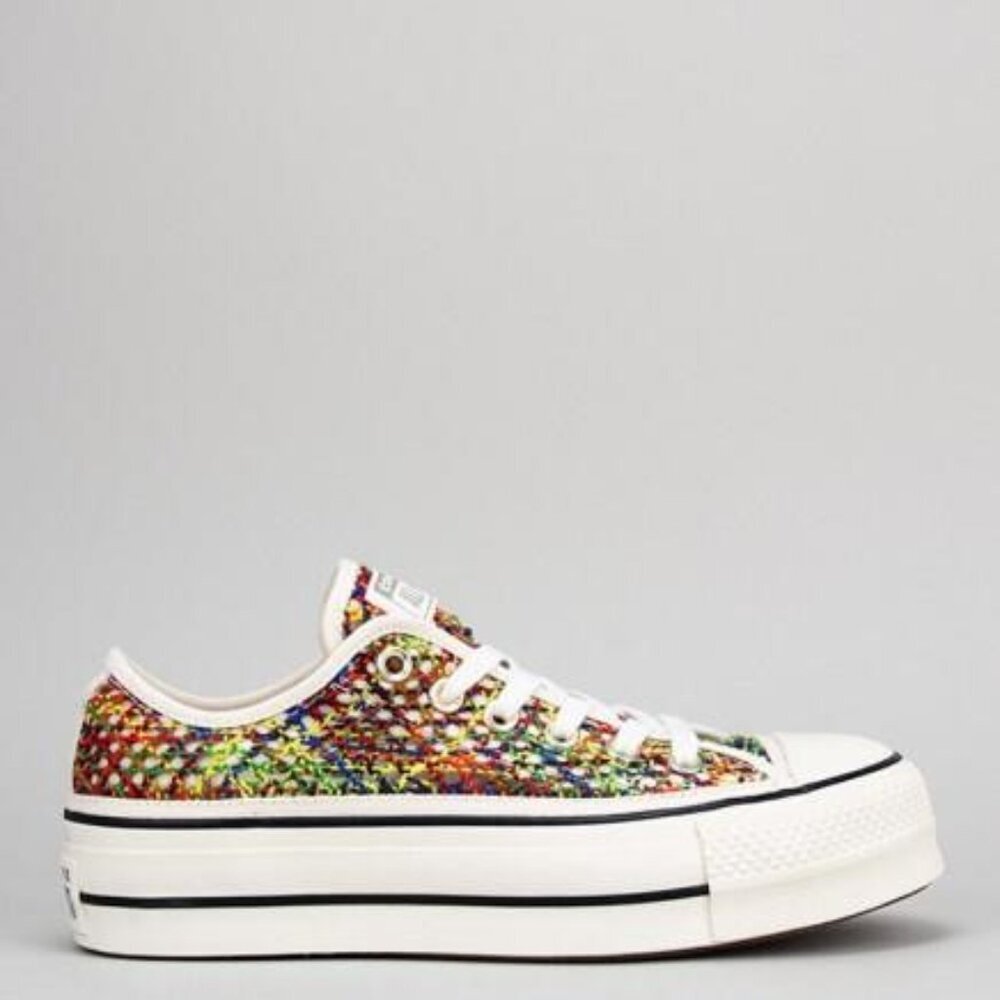CONVERSE Chuck Taylor All Star Low Top Lace Woven Platform Lift Multi Sneakers 6